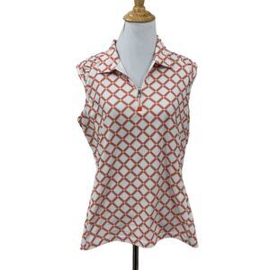 NVO Nivo Sport Polo Tank Womens L Large 1/4 Zip Sleeveless Collar Athletic Shirt